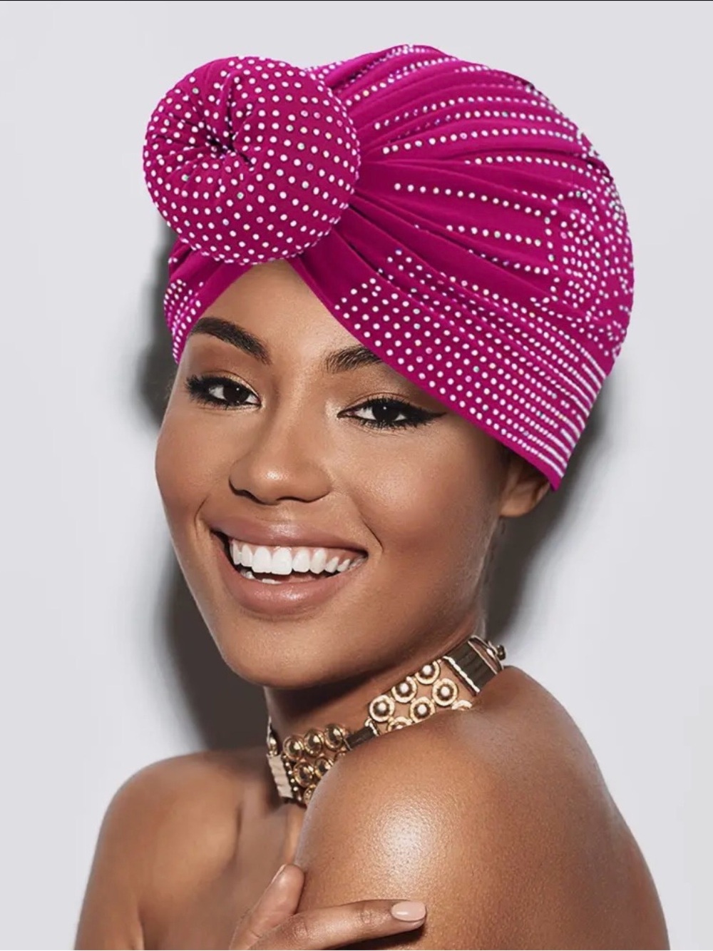 Black Rhinestone Knot Turban Hair Wrap- Women Accessories